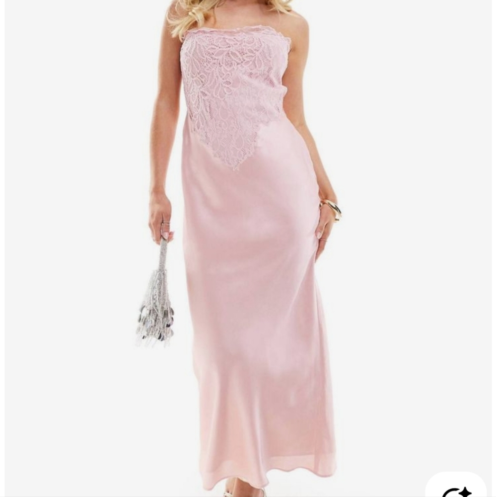 ASOS Petite Blush Pink Lace Maxi Dress